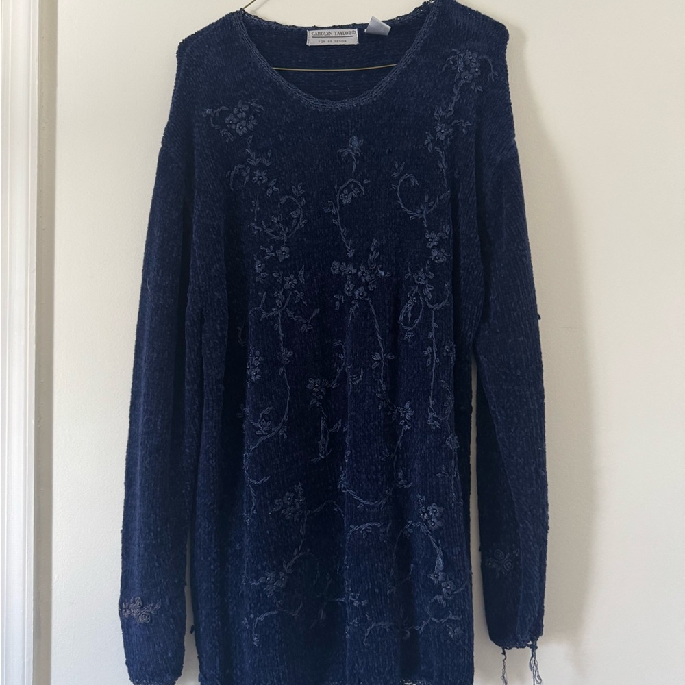 Navy Blue Textured Sweater